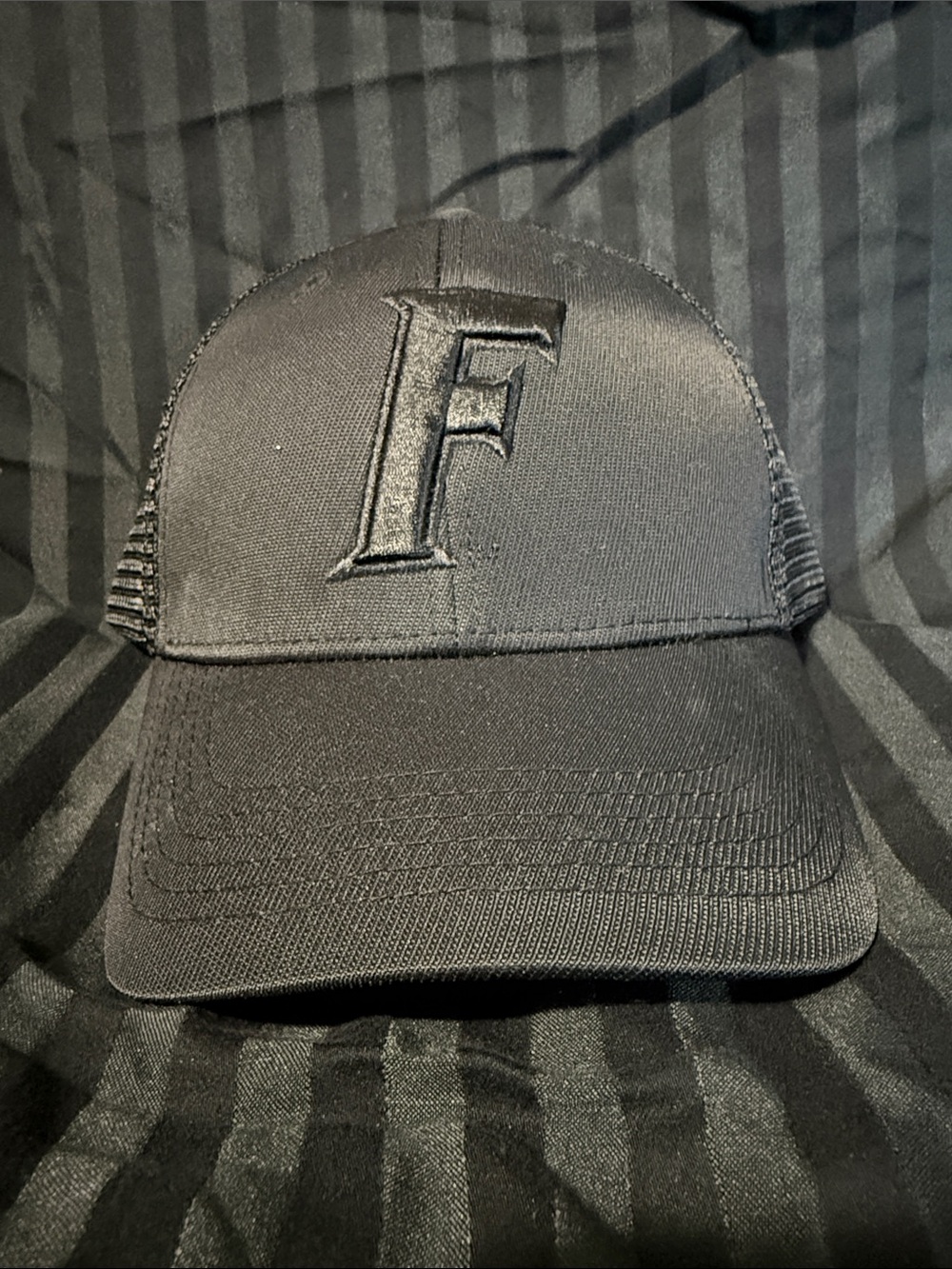 F Embroidered Trucker Hat - Black